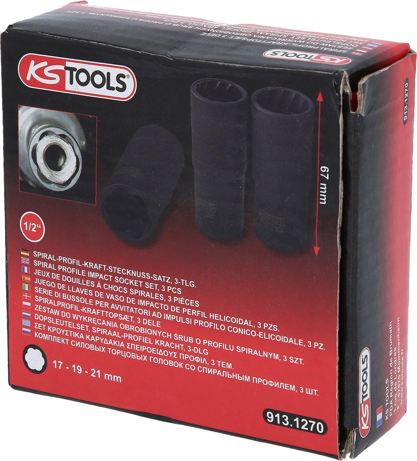 KS Tools 913.1270 douille double chocs 17-19-21 mm