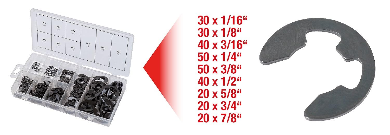 KS Tools 970.0320 Assortiment 300 circlips E pouces noir