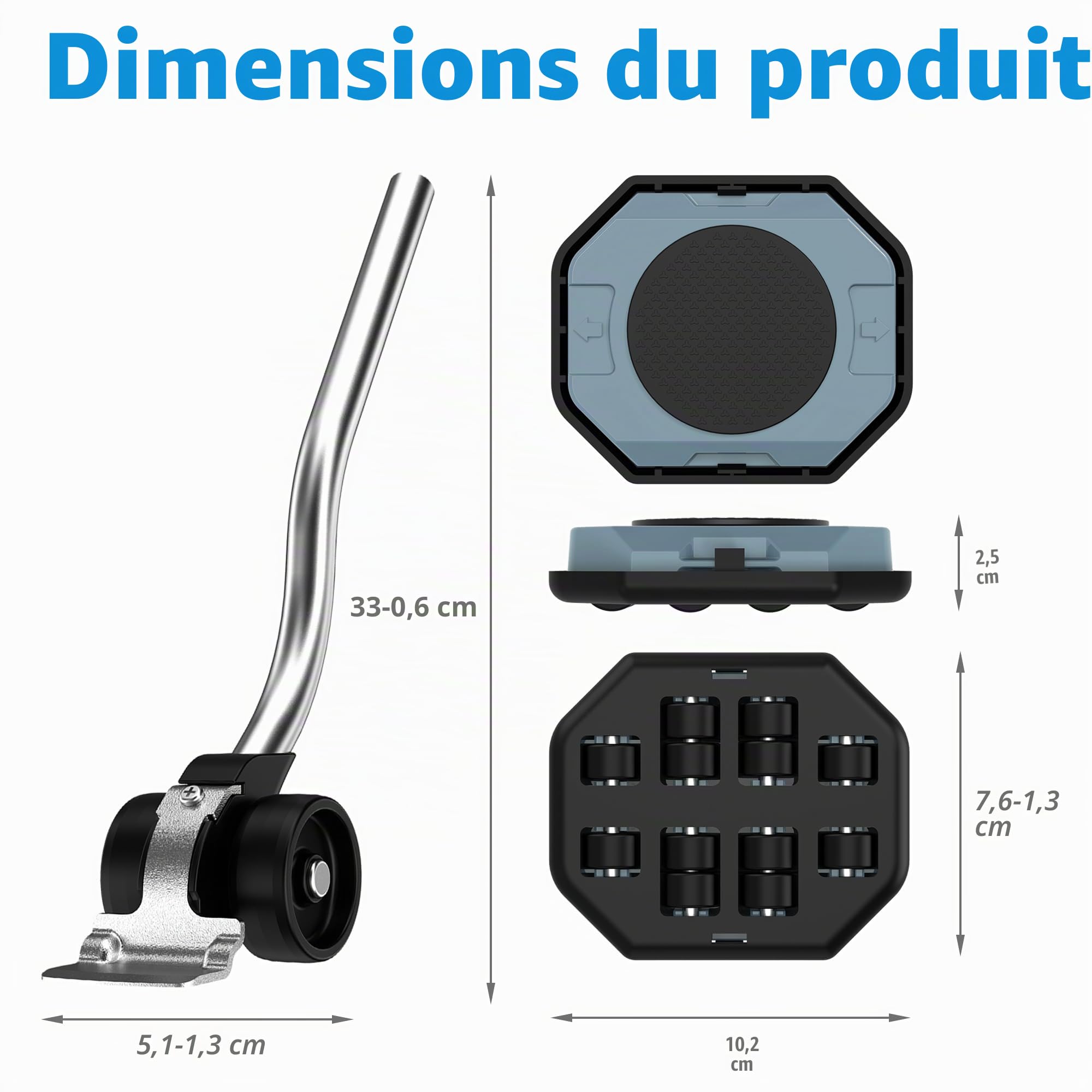 ONEON Move-It lève-meuble patins rouleurs gris bleu 300 kg