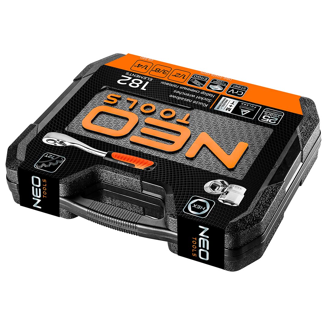 NEO TOOLS 08-680 coffret douilles 182 pièces 1/4-1/2