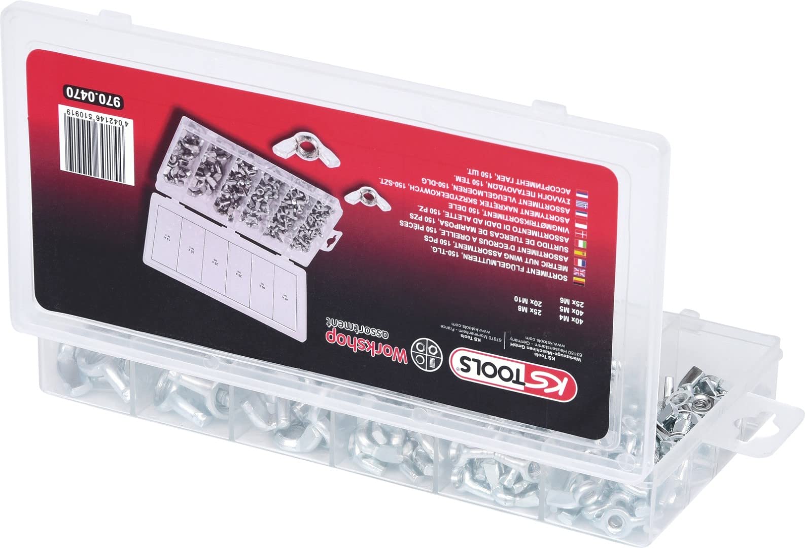 KS Tools 970.0470 assortiment écrous papillon 150 pcs