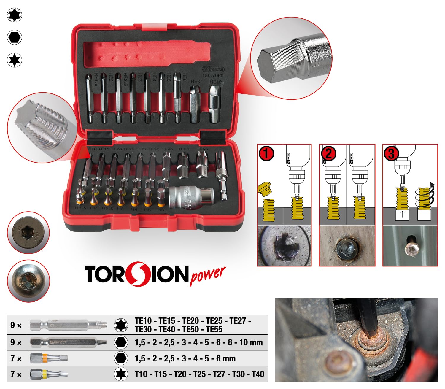 KS Tools 150.7060 coffret extracteurs vis Torx 6 pans