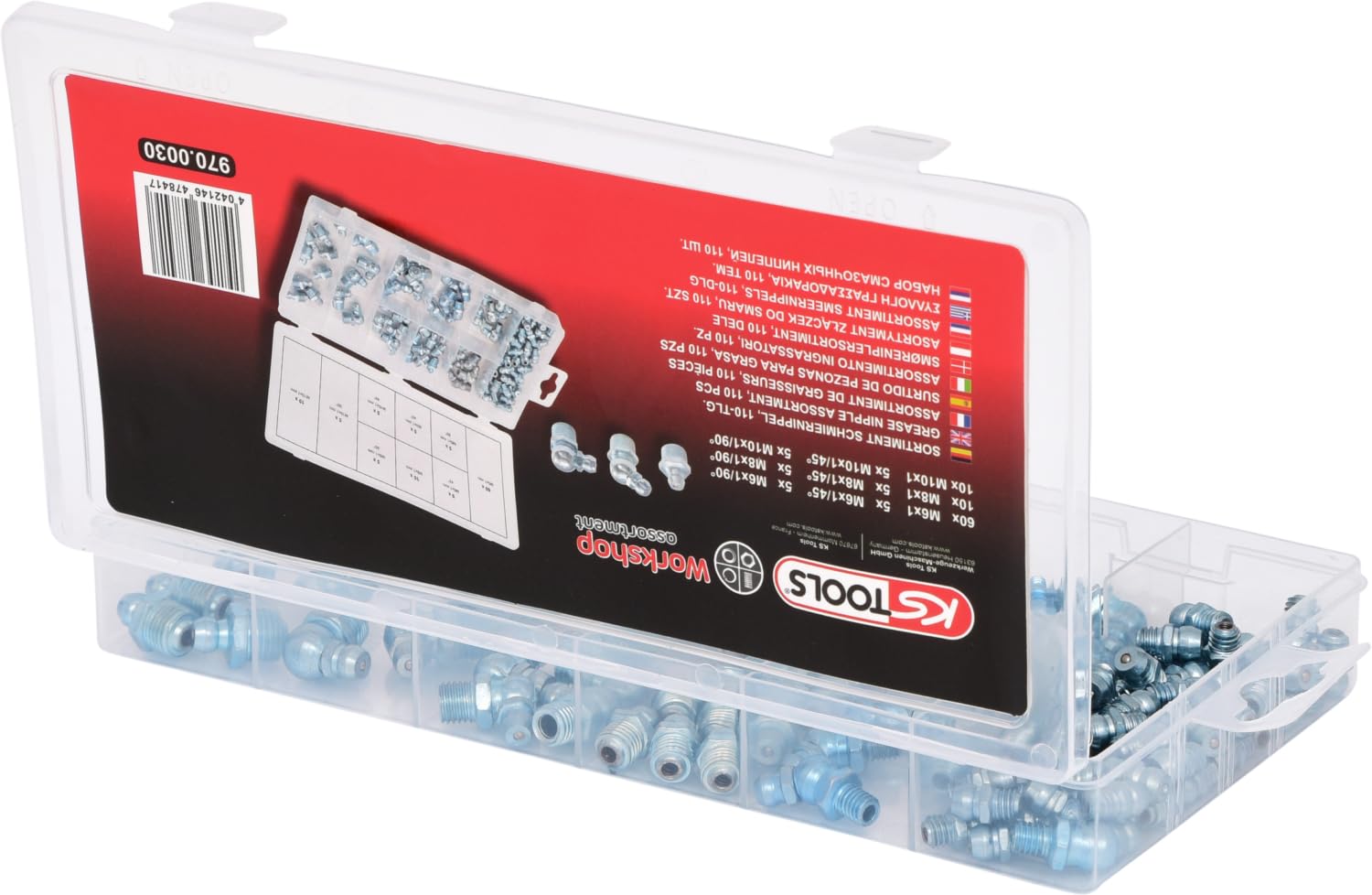 KS Tools 970.0030 assortiment graisseurs 110 pcs acier