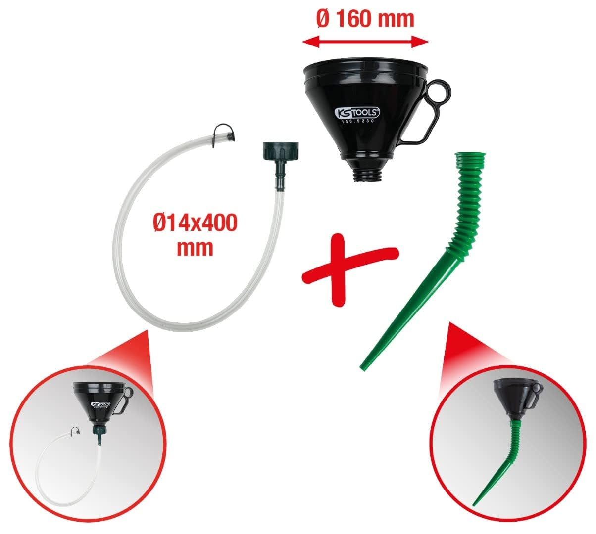 KS Tools 150.9230 Entonnoir Flexible 1 L 3 Pièces