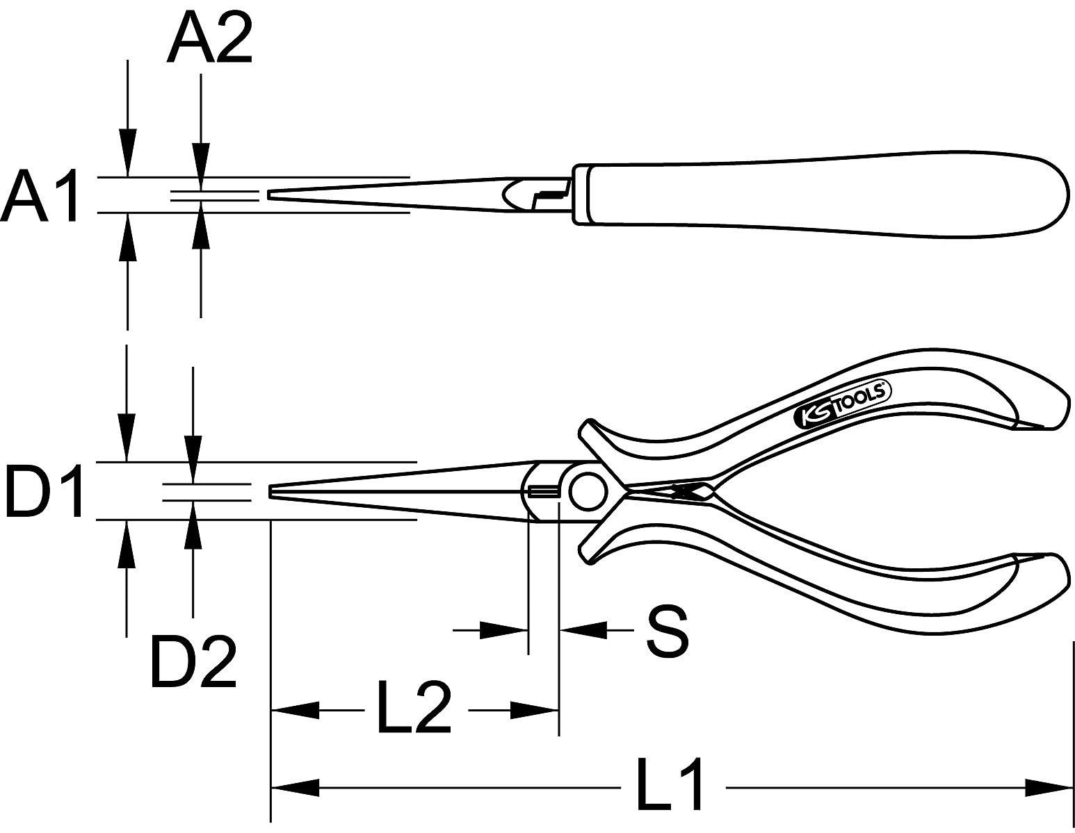 KS TOOLS 500.7032 pince électronique bec long droit 160 mm