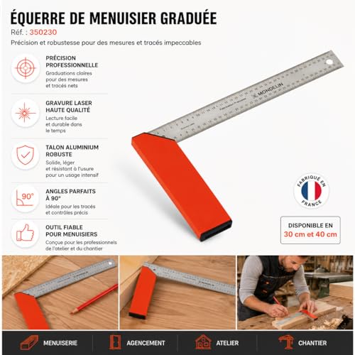 Mondelin équerre de menuisier graduée traçage atelier