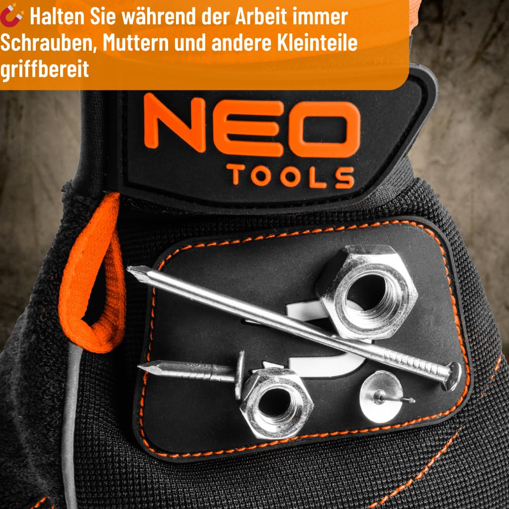 NEO Tools gants de travail sans doigts 10" aimantés