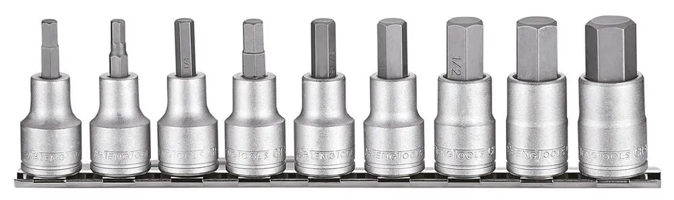 Teng Tools Jeu Douilles Hex 1/2" AF 9 Pièces Rail