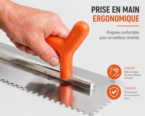 Mondelin platoir denté 2 mains 50x12 cm dents 8 mm