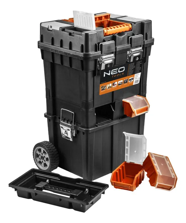 NEO TOOLS Servante d'atelier mobile 3 parties noir orange