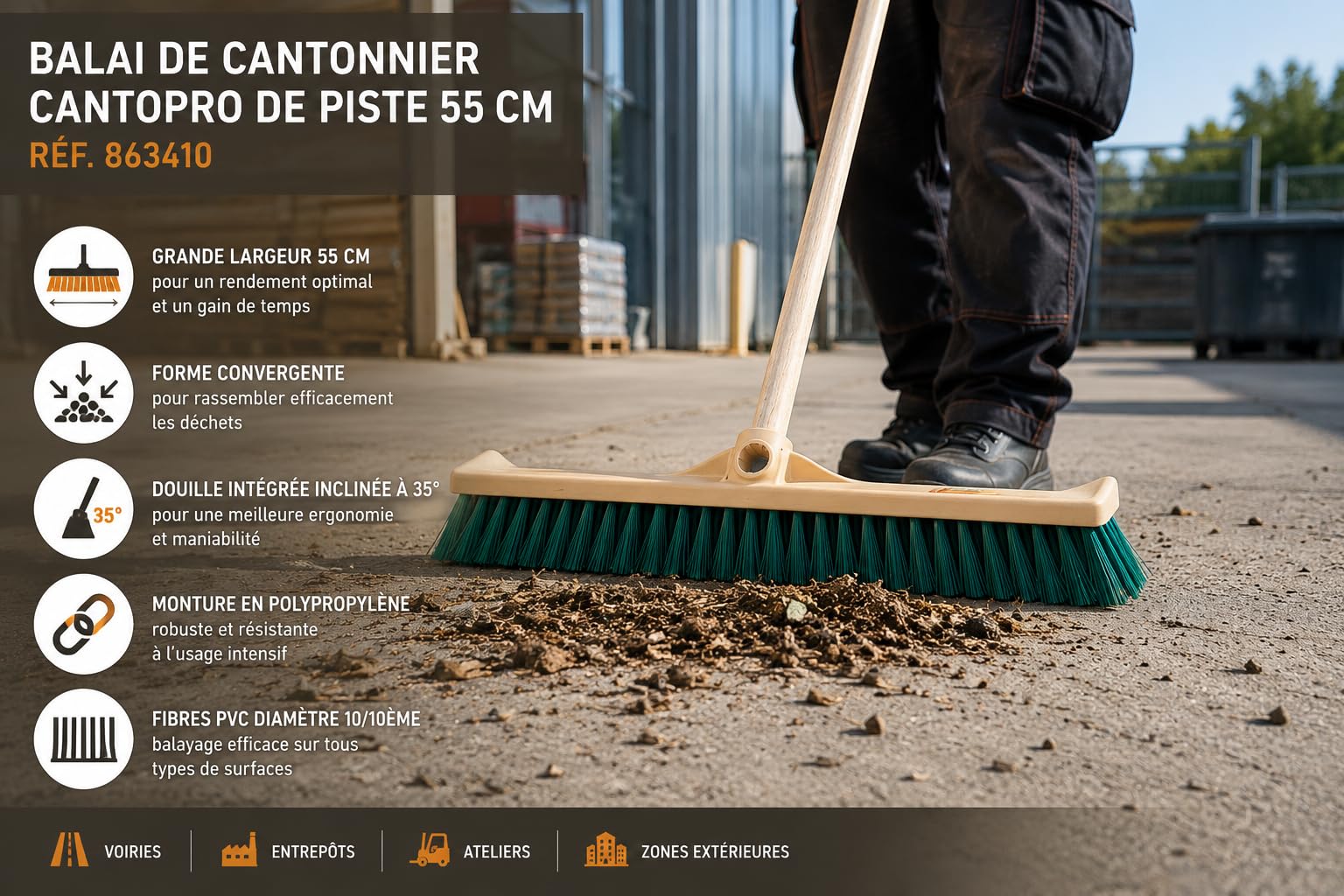 Mondelin Cantopro balai cantonnier 55cm