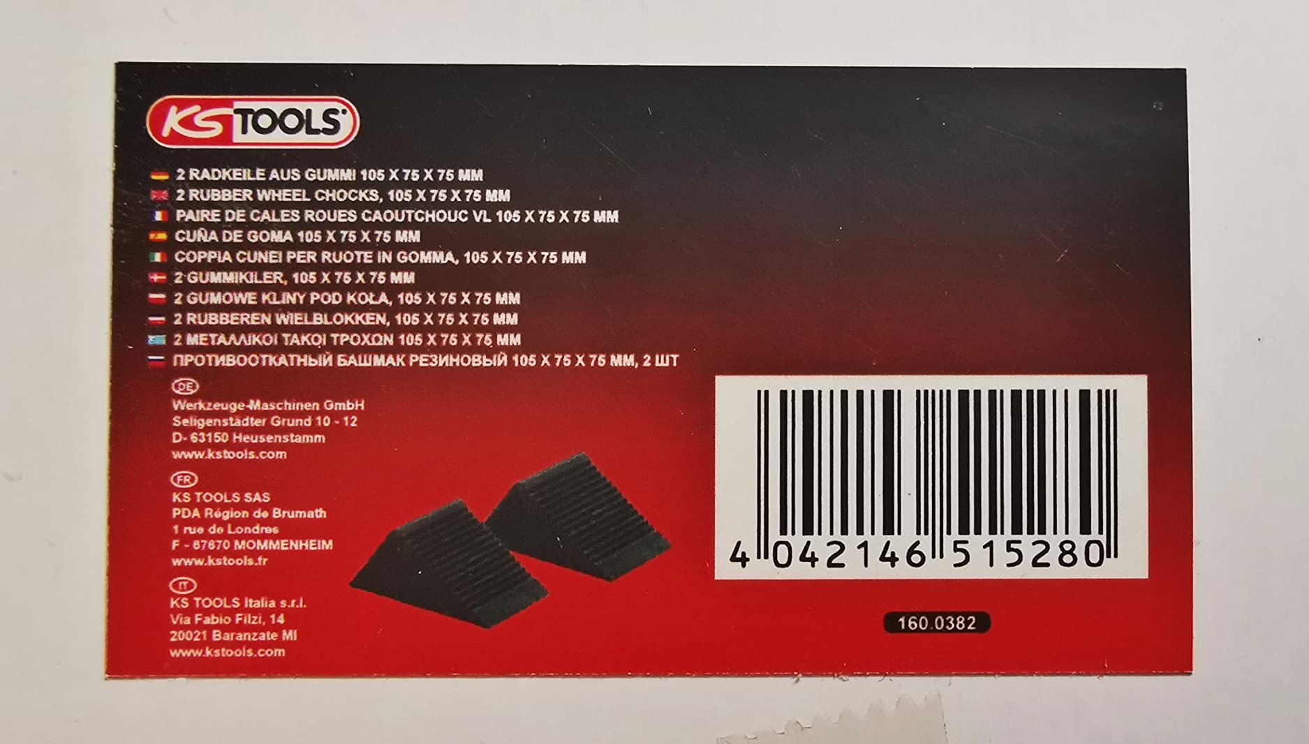 KS Tools 160.0382 paire cales roues caoutchouc VL 105 mm