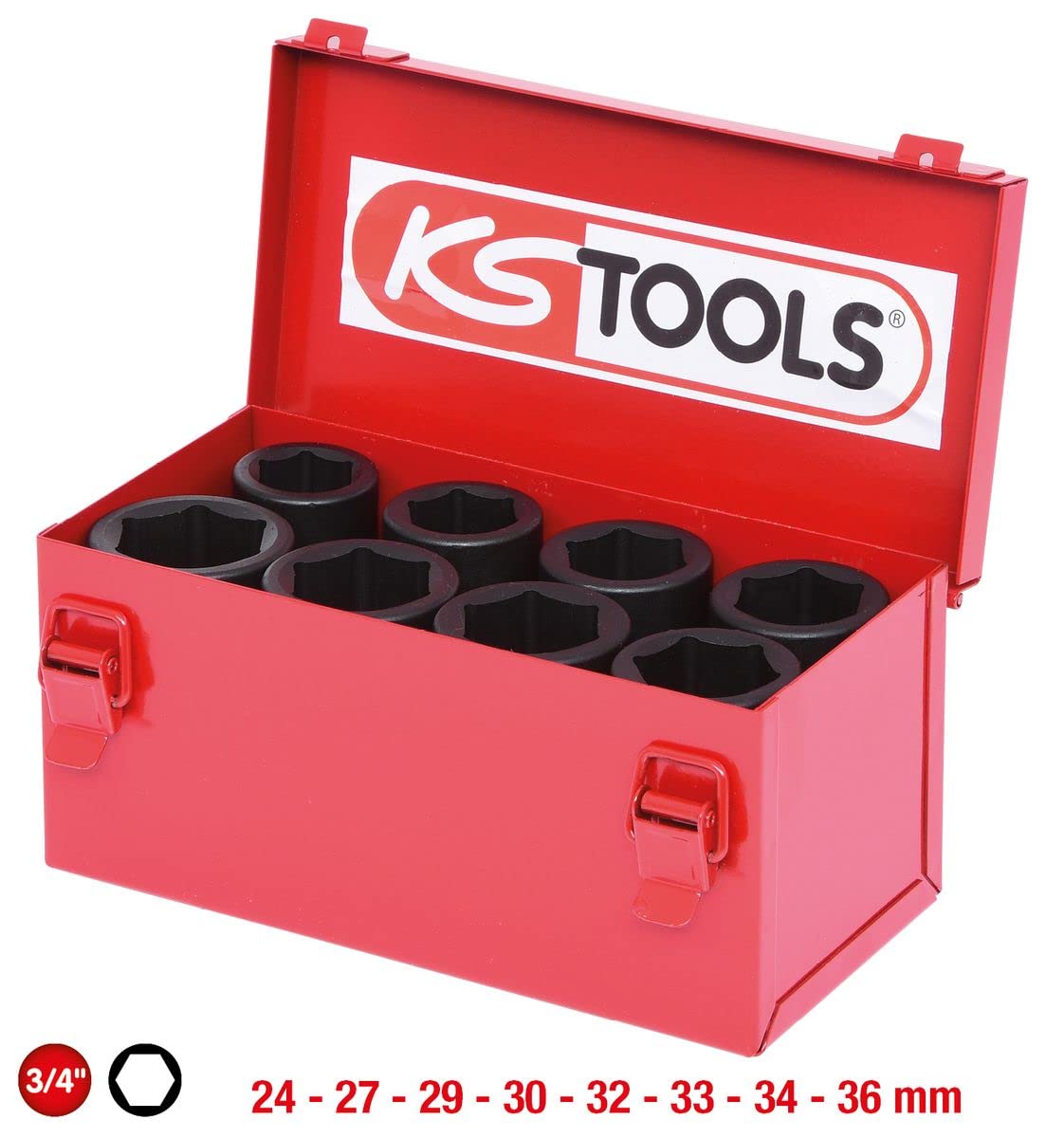 KS Tools 515.0510 coffret douilles à chocs 3/4" 8 pcs longues
