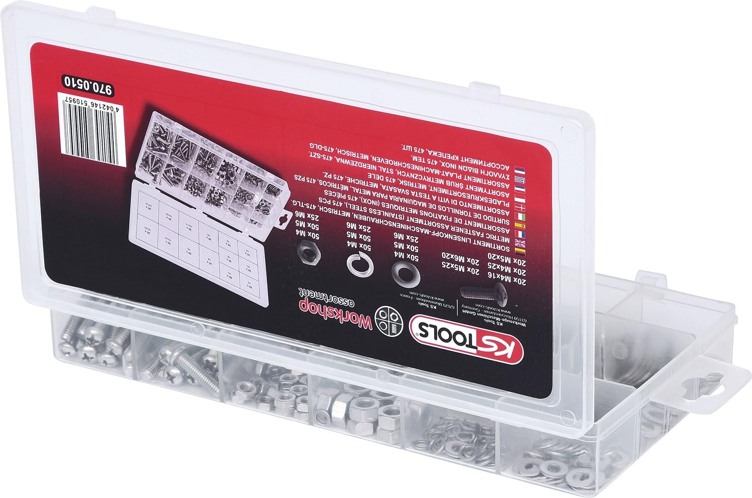 KS Tools 970.0510 assortiment vis inox 475 pcs atelier