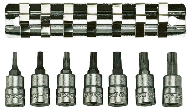 Teng Tools coffret douilles Torx 1/4" 7 pièces rail