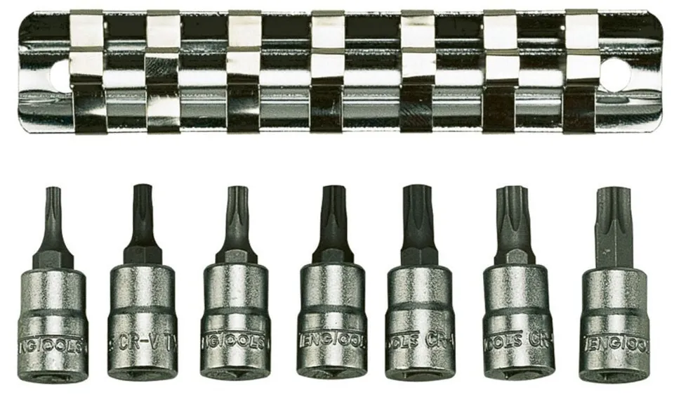 Teng Tools coffret douilles Torx 1/4" 7 pièces rail