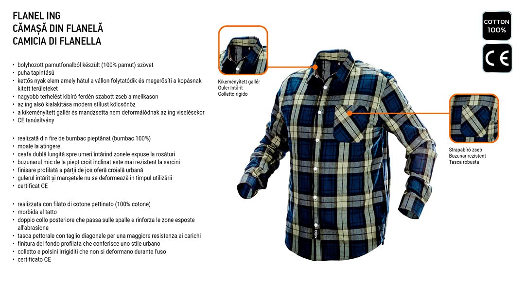 NEO TOOLS 81-541-M chemise travail bleue M