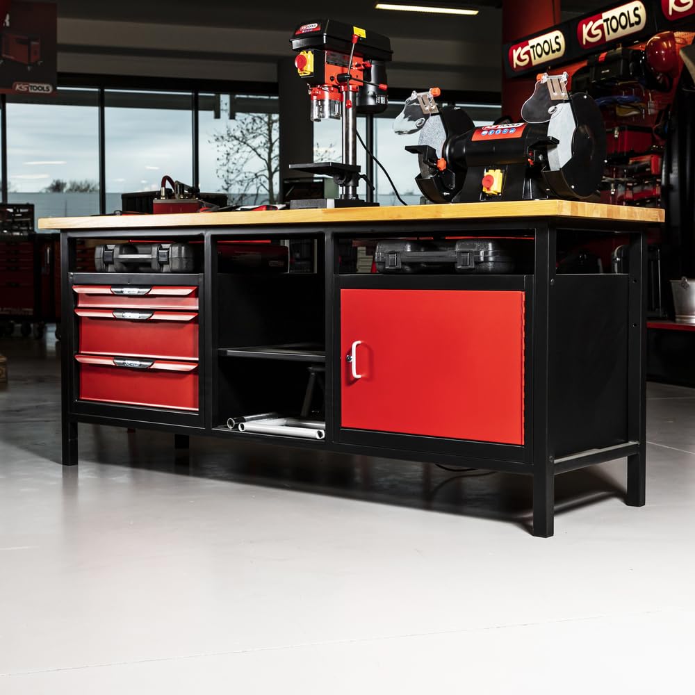 KS TOOLS 865.0210 établi atelier 2 m 1 porte 3 tiroirs