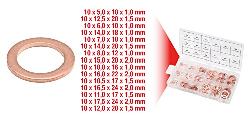 KS TOOLS 970.0040 assortiment 150 joints cuivre 5-17,5 mm
