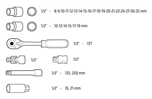 NEO TOOLS 08-662 coffret douilles 1/2 32 pièces CrV