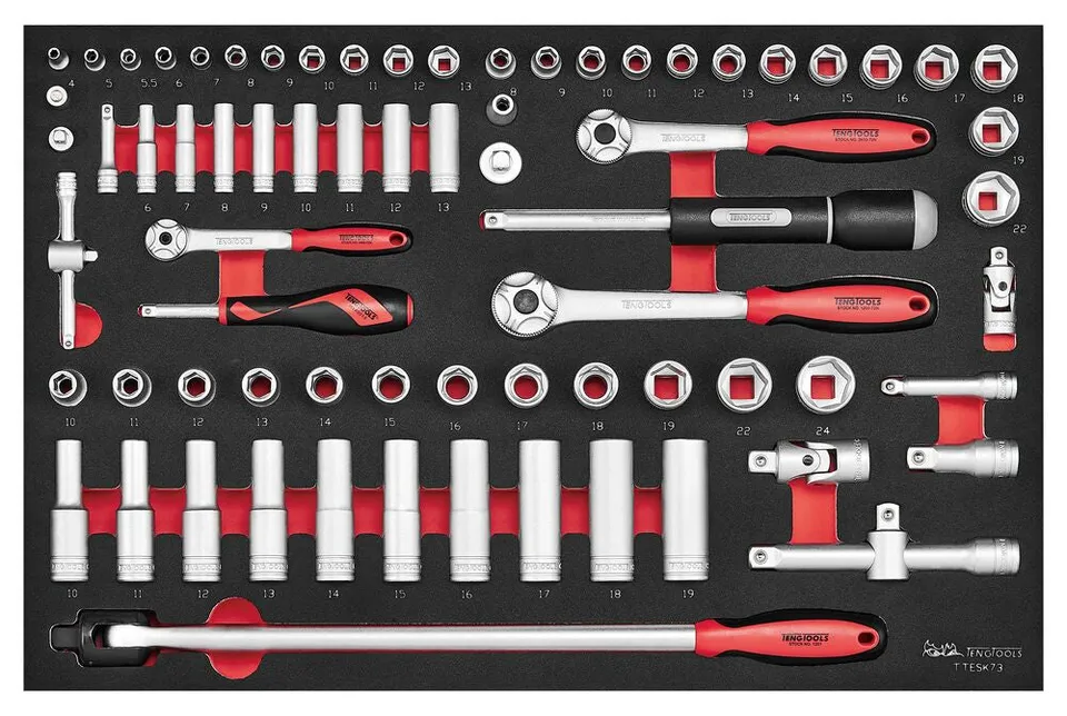 Teng Tools FOAM4X4 TTESK73 coffret douilles 73 pièces 1/4 3/8 1/2