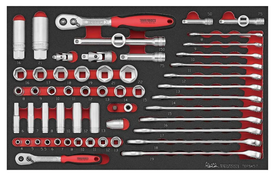 Teng Tools FOAM3 coffret douilles clés 57 pièces mousse