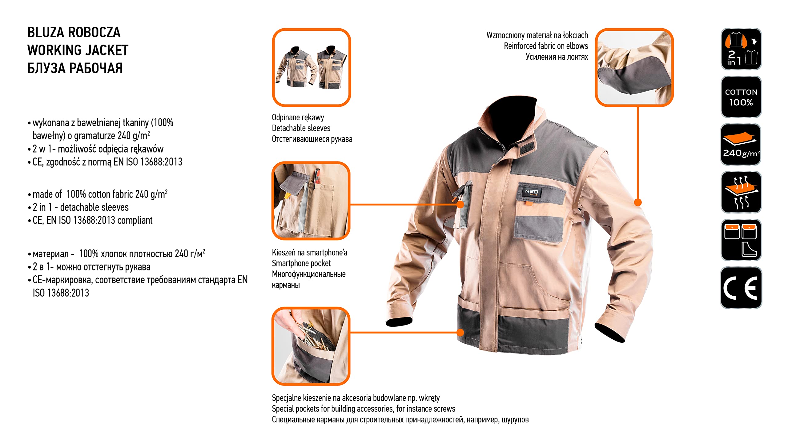 NEO TOOLS gilet veste de travail 2 en 1 XL