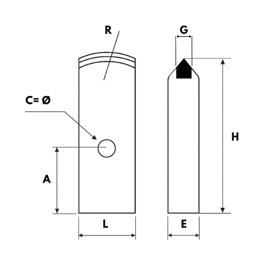 Guillet Couteau cliveuse trou central carbure rayonné