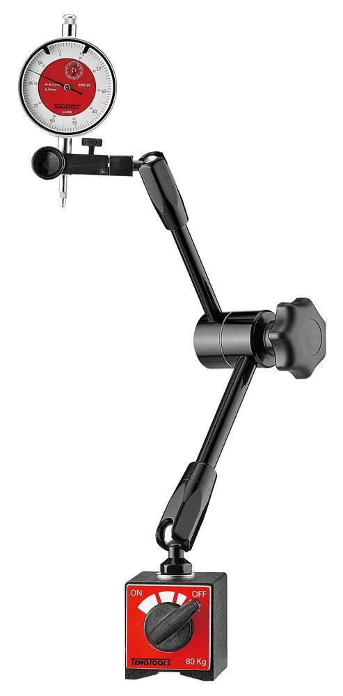 Teng Tools Comparateur cadran 0-10mm socle magnétique