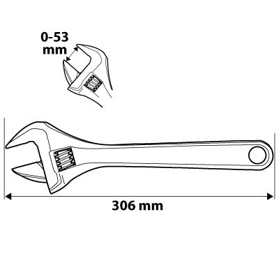 NEO TOOLS clé à molette extra-plate 306 mm 53 mm