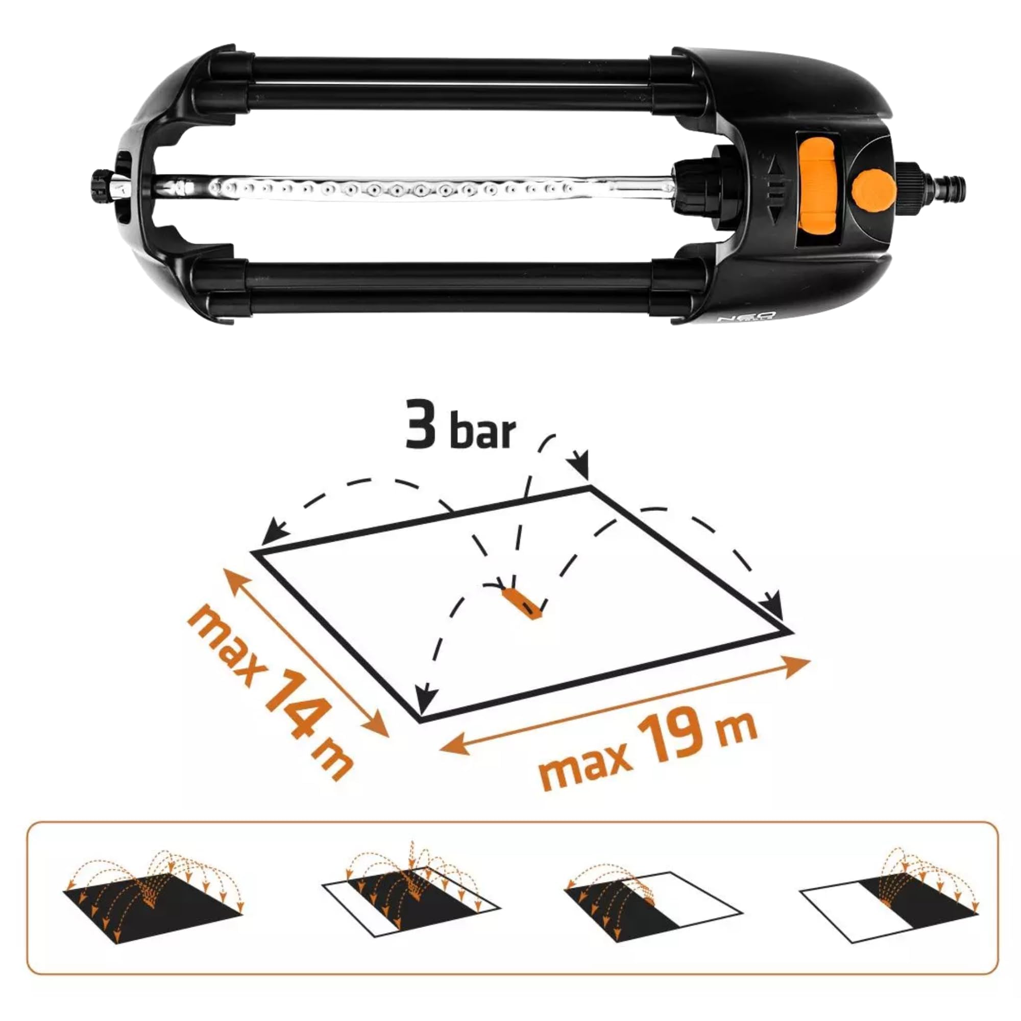 NEO TOOLS Arroseur oscillant 18 buses 266 m²