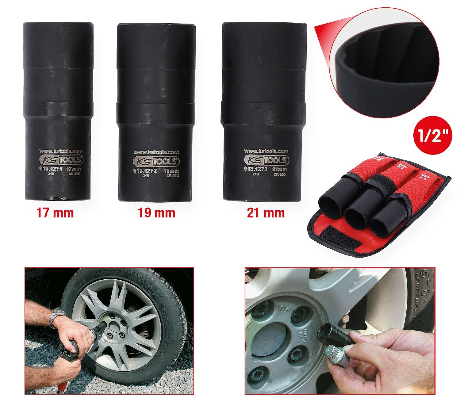 KS Tools 913.1270 douille double chocs 17-19-21 mm