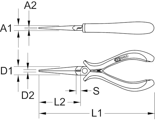 KS TOOLS 500.7032 pince électronique bec long droit 160 mm