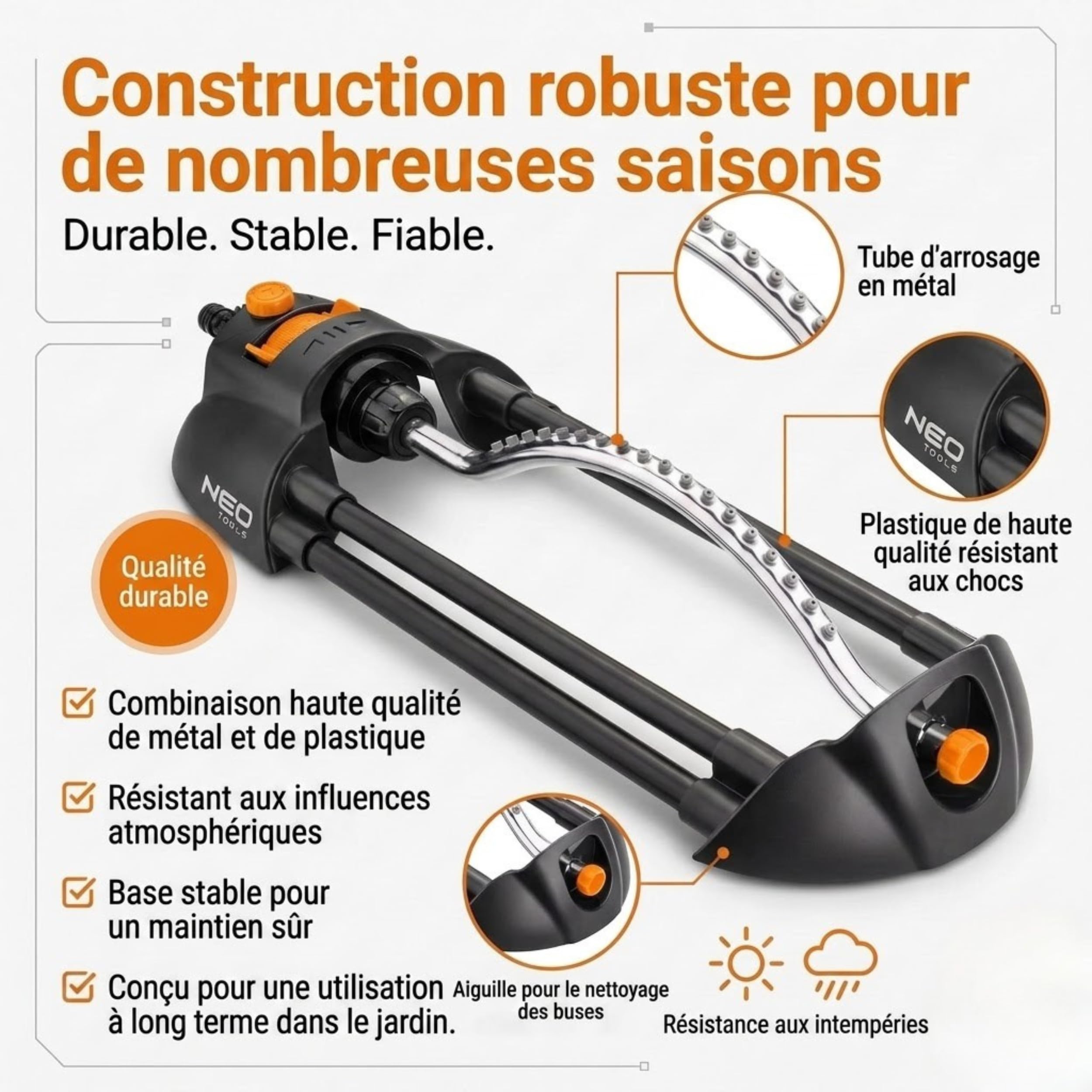 NEO TOOLS Arroseur oscillant 18 buses 266 m²
