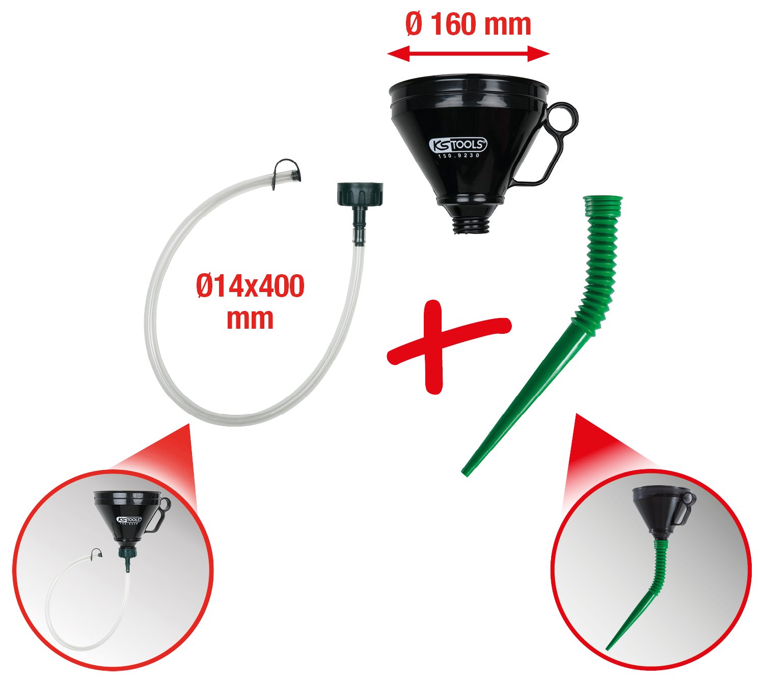 KS Tools 150.9230 Entonnoir Flexible 1 L 3 Pièces