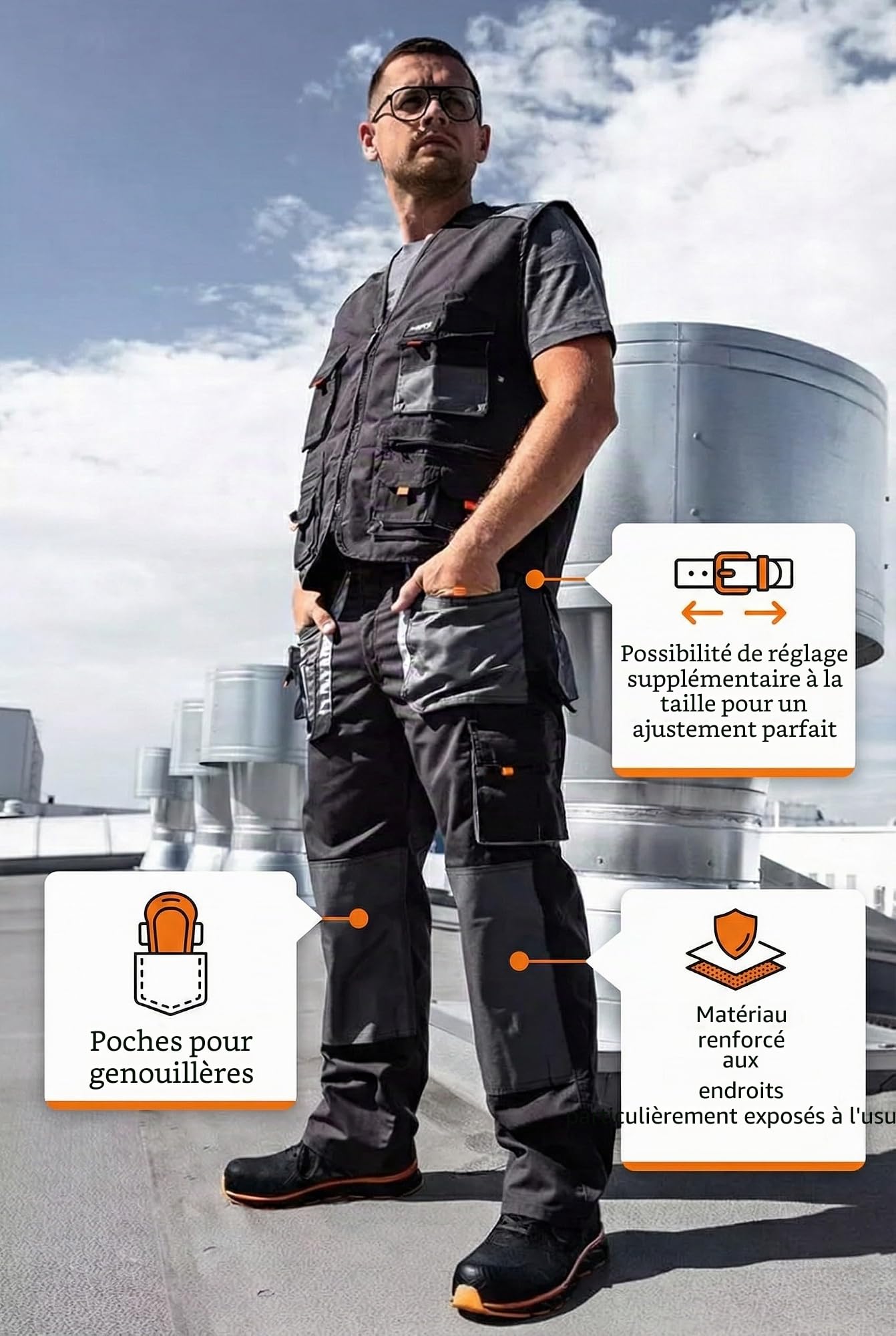 NEO Tools pantalon de travail oxford renforcé taille 50 poches