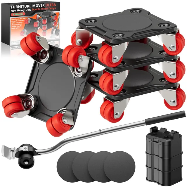 ONEON Kit déplace-meuble 8 doubles roues profil bas