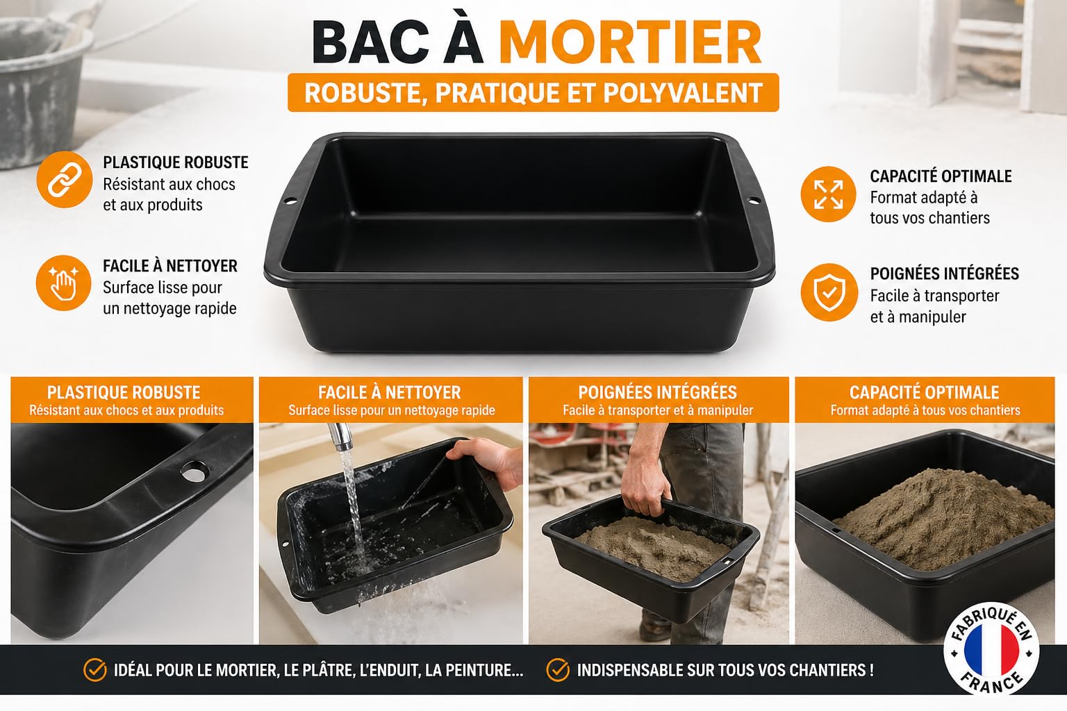 Mondelin Auge Maçon Plastique 35 L Poignées