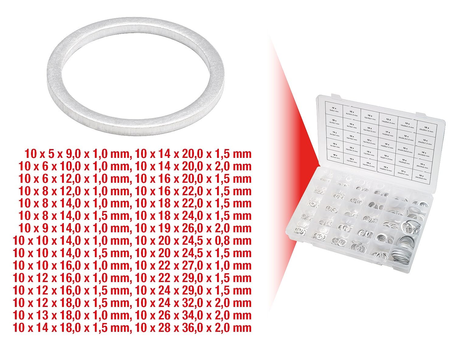 KS Tools 970.0160 joints alu 300 pcs étanchéité
