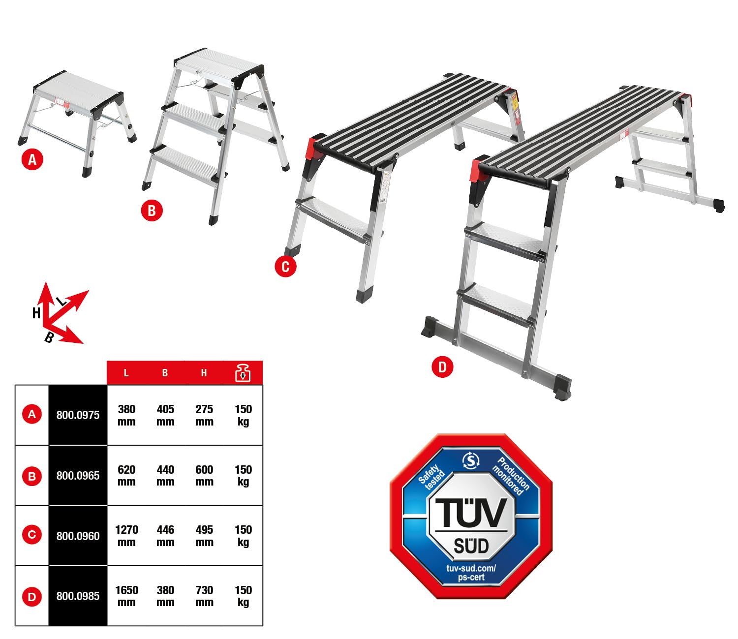 KS Tools 800.0960 marchepied aluminium pliable 150 kg