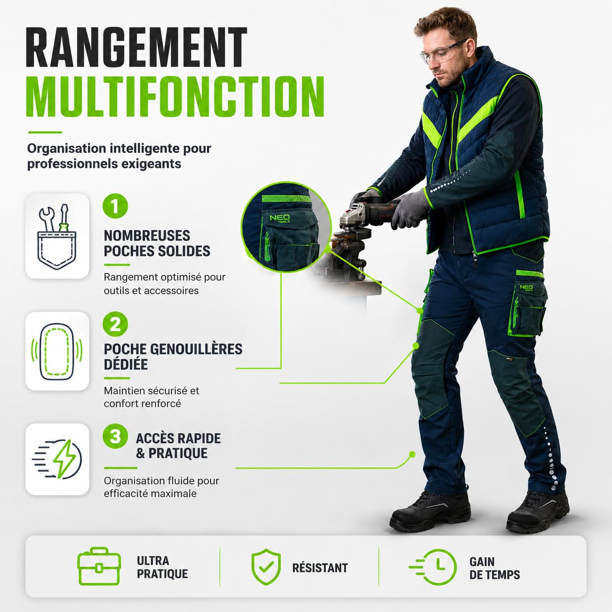 Neo Tools pantalon cargo homme bleu marine XS