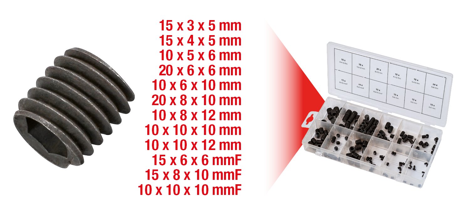 KS Tools 970.0400 assortiment vis sans tête 160 pcs acier