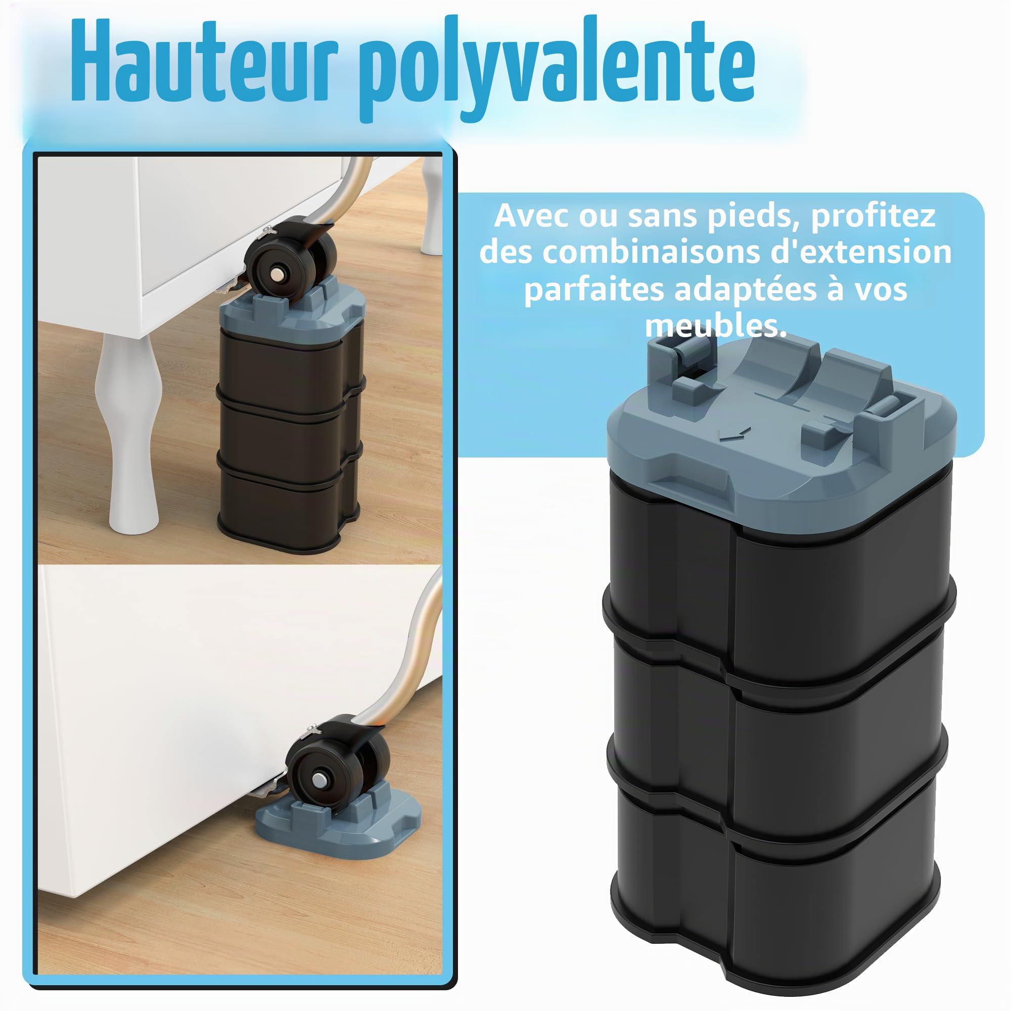 ONEON Move-It lève-meuble patins rouleurs gris bleu 300 kg