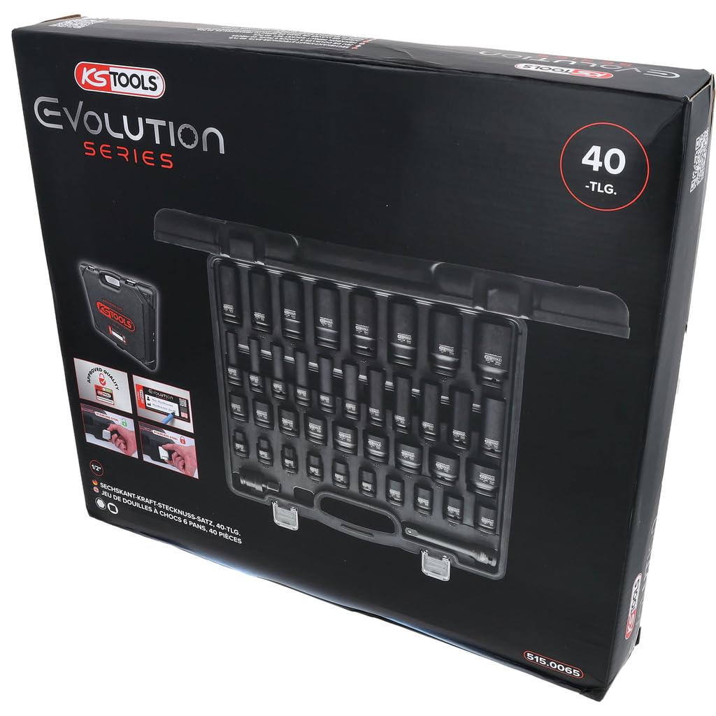 KS Tools 515.0065 Coffret douilles à choc 1/2" 40 pièces 9-30 mm