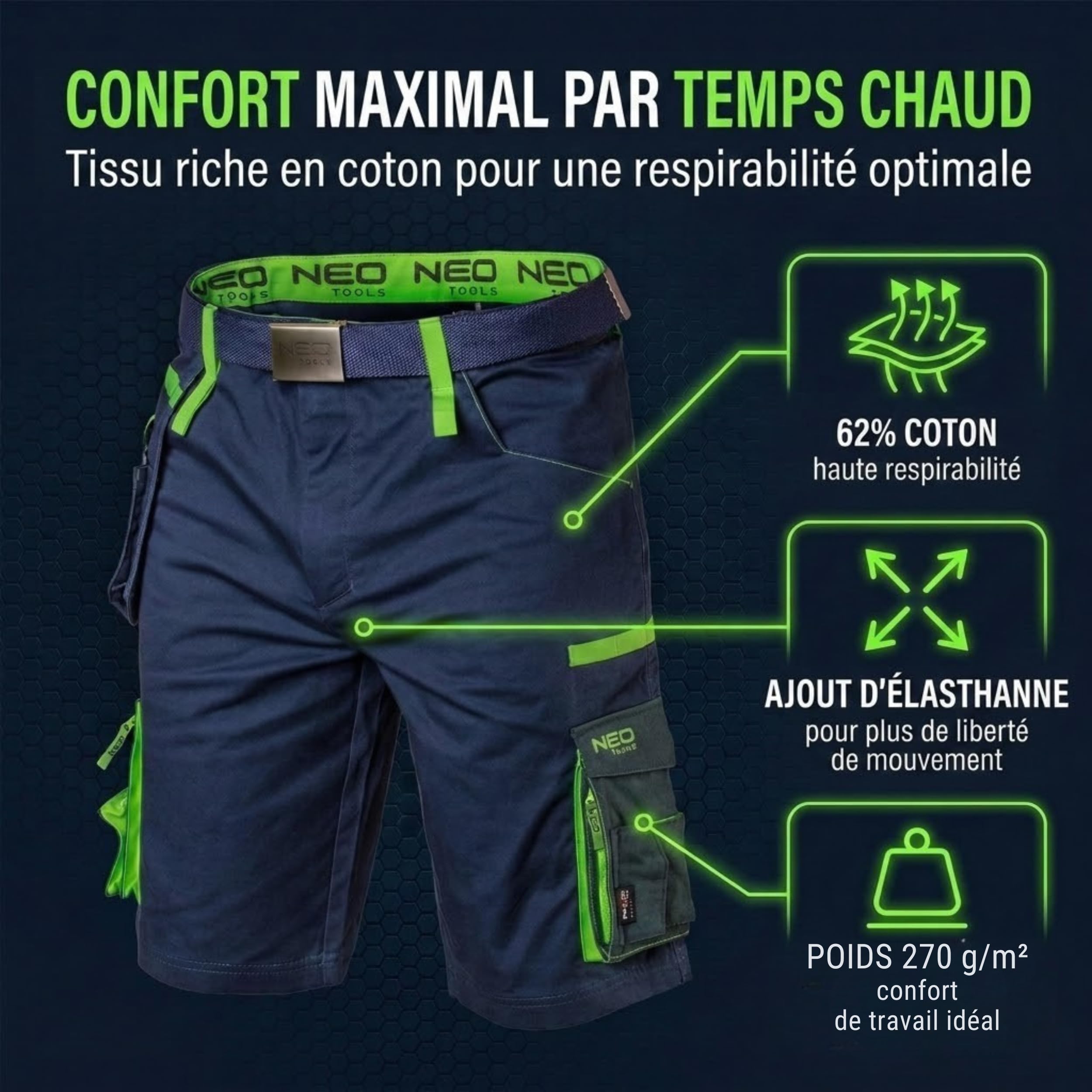 NEO Tools X short golf homme XXL bleu marine