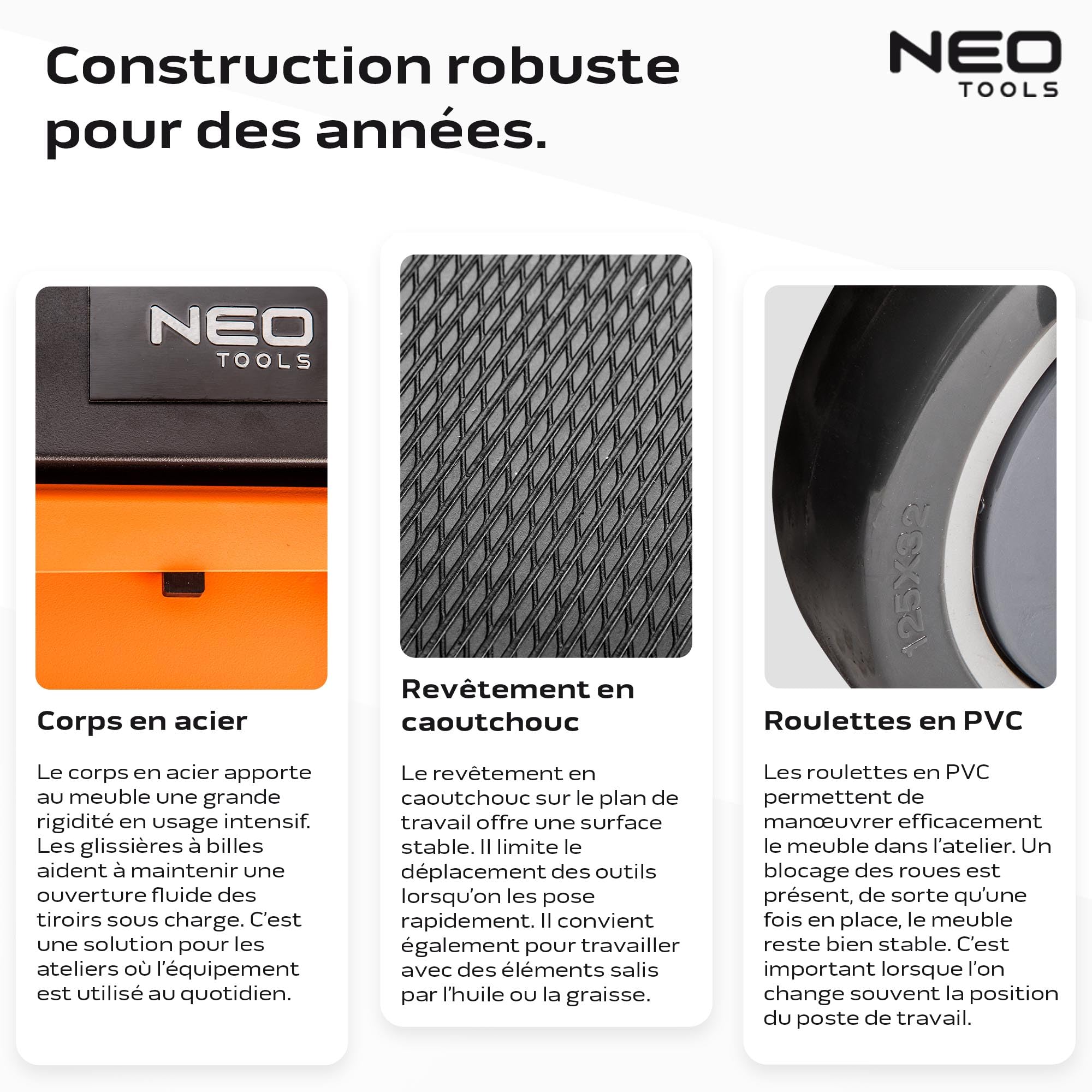 NEO TOOLS 84-221 armoire à outils 6 tiroirs orange 280 kg