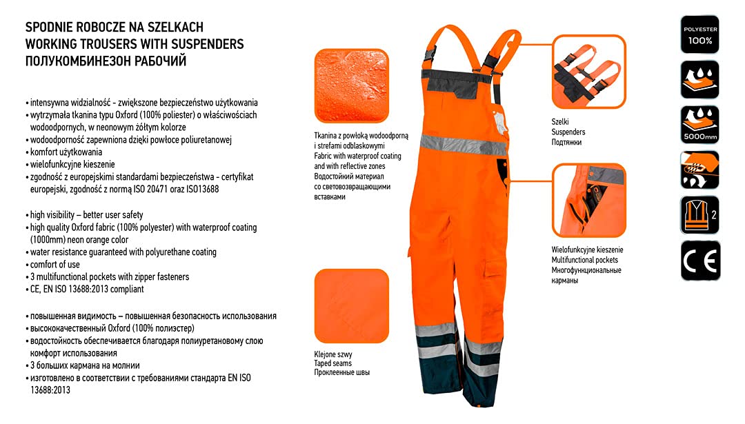NEO TOOLS salopette de travail imperméable orange L