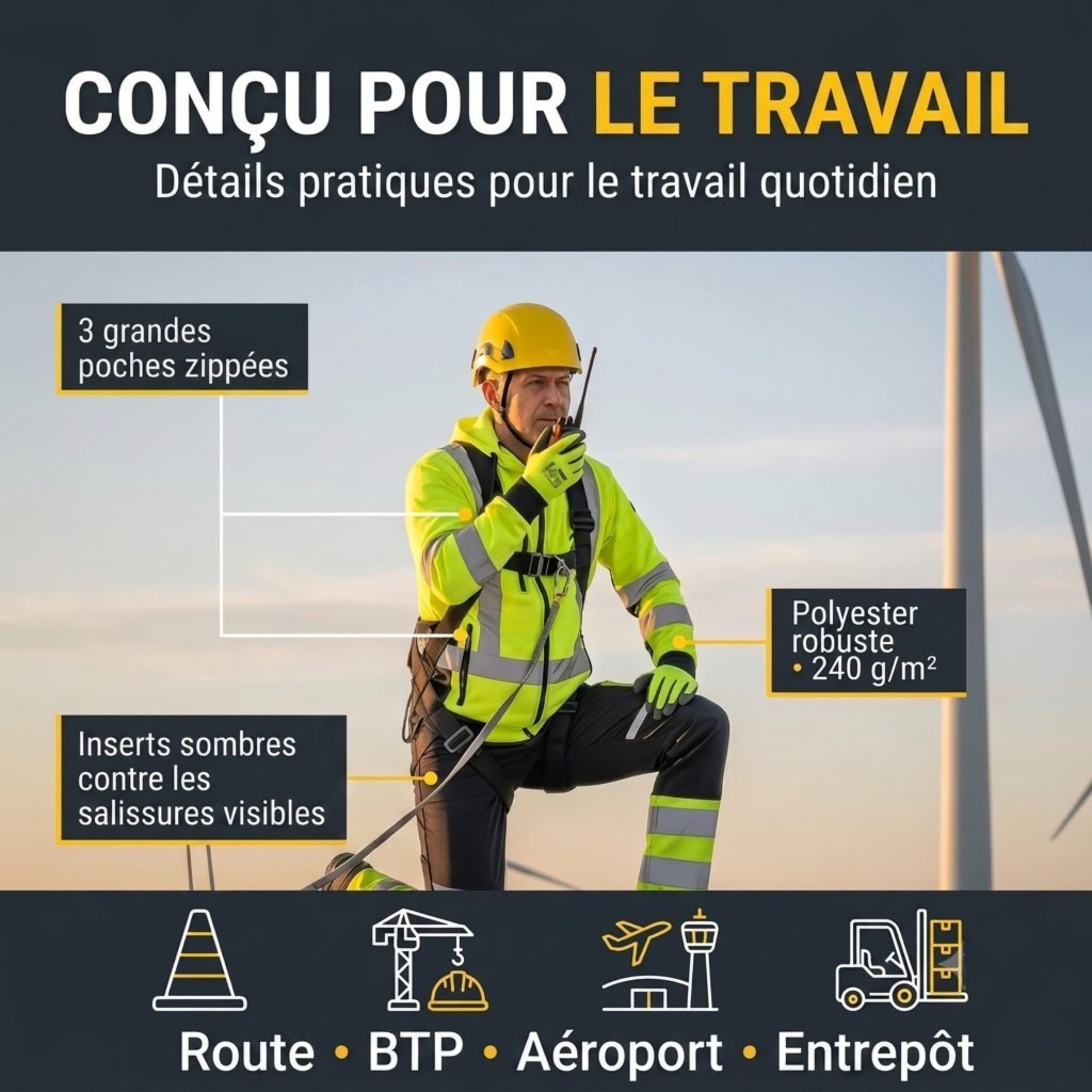 NEO Tools 81-745-L veste travail haute visibilité taille L