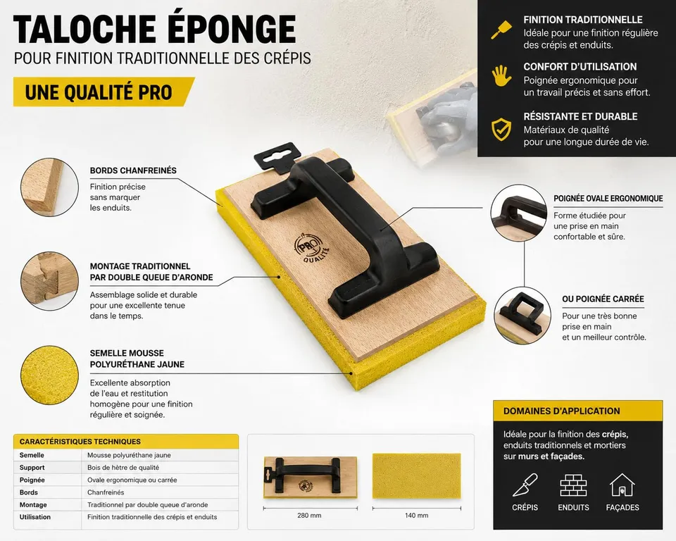 Mondelin 314167 taloche mousse 14x25 cm ovale