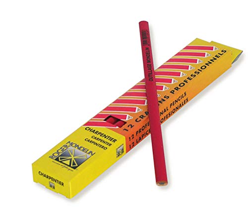 Mondelin crayon charpentier rouge lot de 12